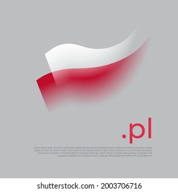 Poland flag watercolor. Colored stripes polish flag on a white background. Vector stylized design of national poster with pl domain, place for text. State patriotic banner poland, cover