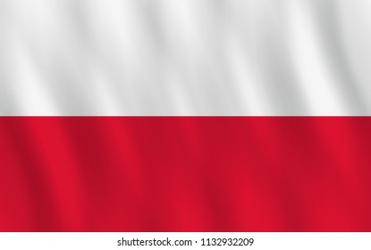 Poland flag with waving effect, official proportion.