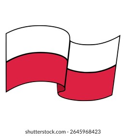 poland flag waving nationality symbol flat color vector illustration template design