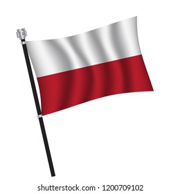 Poland flag , flag of Poland waving on flag pole, vector illustration EPS 10.