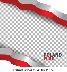 Poland flag waving on transparent background. Template for brochure, banner or flyer. Vector illustration