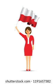 Poland flag waving woman