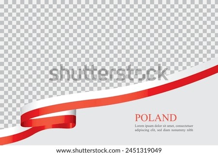 Poland flag wavy ribbon background. Vector illustration. 