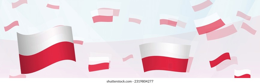 Poland flag-themed abstract design on a banner. Abstract background design with National flags. Vector illustration.