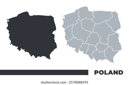 Poland flat and border outline vector maps