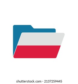 Poland. Folder icon with Poland flag. Vector folders icons with flags. Isolated on white background