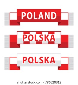 poland football or soccer scarfs set