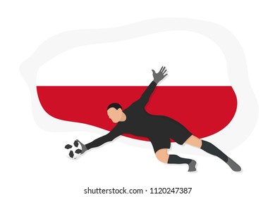 Poland football team goalkeeper 2018 championship vector illustration soccer