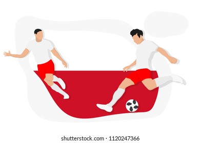 Poland football team player kicking dribbling 2018 championship vector illustration soccer