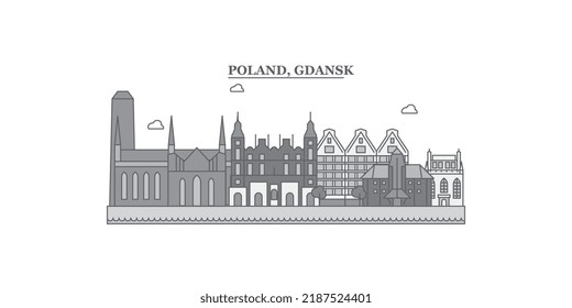 Polen, Danzig City Skyline, einzelne Vektorgrafik, Symbole