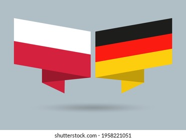 Poland and Germany flags. Polish and German national symbols. Vector illustration.