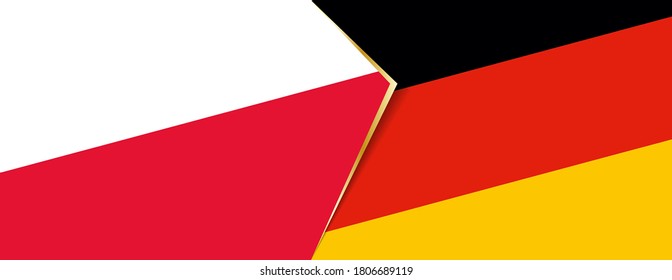 Poland and Germany flags, two vector flags symbol of relationship or confrontation.