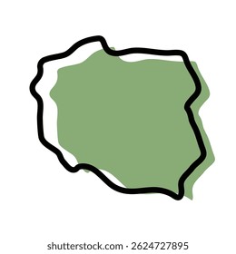 Poland green map icon. Poland outline map. Simple icon design. Vector illustration