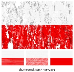 Poland grunge flag set on a white background. Vector illustration.