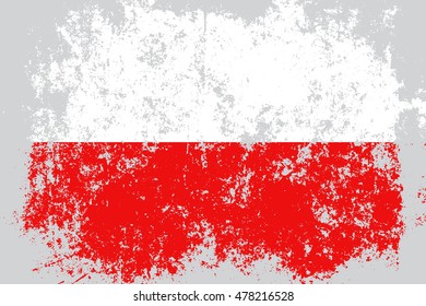 Poland grunge, old, scratched style flag
