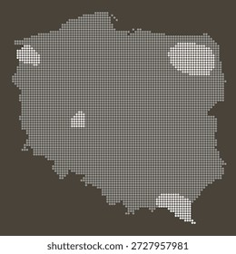 Polen Halbton-Vektorkarte in Grau für Infrastrukturberichte. Karte von Polen gepunktete Karte.