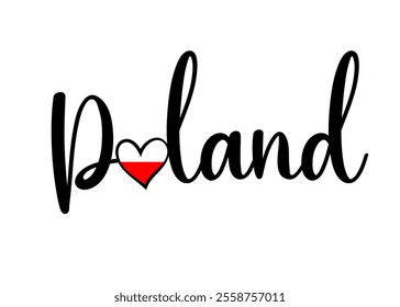 Poland hand drawn vector calligraphy lettering. Design element for cards, banners, flyers, T shirt prints isolated on white background.