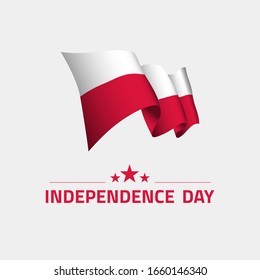 Poland Happy Independence day greeting card, banner, vector illustration. Poland holiday 11th of November design element with waving flag as a symbol of independence