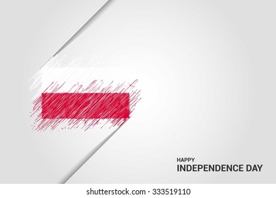 Poland  Happy independence day scribble flag. Hand drawn Country flag on Gray crumbled paper. vintage background wallpaper vector illustration.
