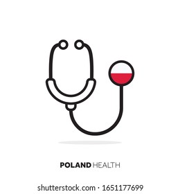 Poland healthcare concept. Medical stethoscope with country flag