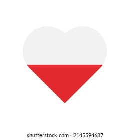 Poland heart flag on white background. EPS 10.