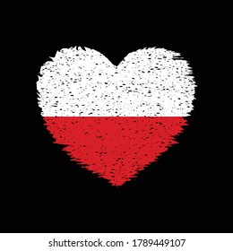 Poland Heart Shape Flag Grunge Distress Vintage Style