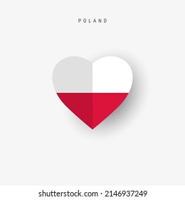 Poland heart shaped flag. Origami paper cut Polish national banner. 3D vector illustration isolated on white with soft shadow.