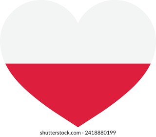 Poland heart symbol . Poland flag heart vector . Love Poland concept . Polish heart