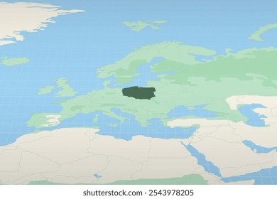 Poland highlighted on a detailed map, geographic location of Poland. Vector Map.