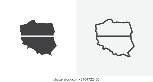 Symbol für Polen. Sammlung von bearbeitbaren Strichlinien und Volumenkörper-Flachstilen.