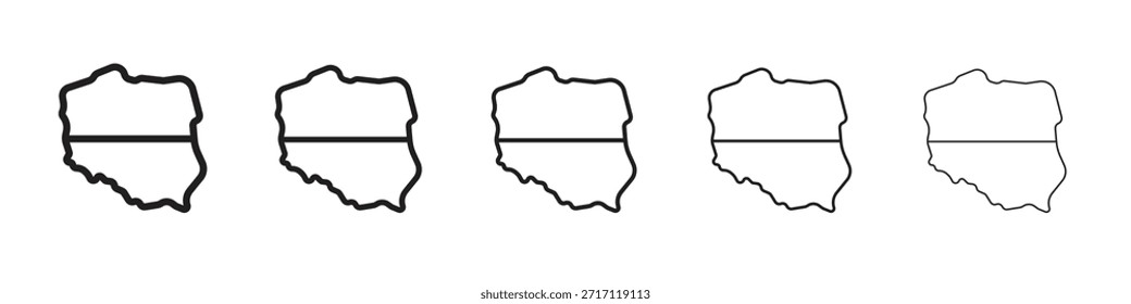 Polen Symbol in dünner Linie, schwarze Umrisse und Strichstil