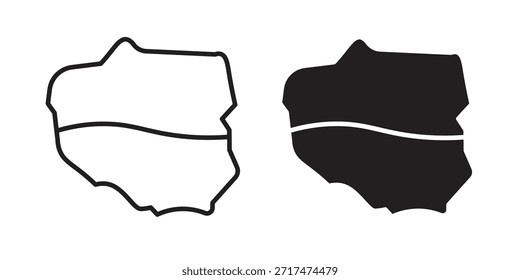 Polen-Symbole. Pixel perfekt. Vektorkontursymbol. Flaches Logo-Konzept.