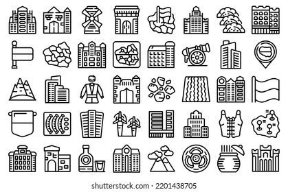 Poland icons set outline vector. Country food. Culture folk