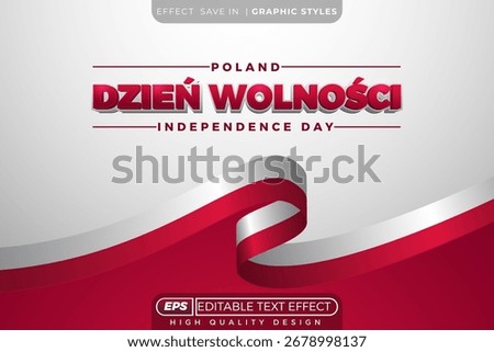 Poland Independence Day 3D Text Effect Editable . Dzień Wolności Celebration Graphic Style