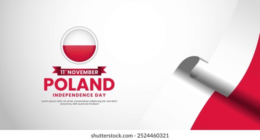 Poland independence day banner background 11th of November design element with realistic waving flag