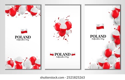 Día de la Independencia de Polonia. Conjunto de Anuncio. Ilustración vectorial.
