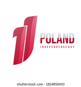 Poland Independence day design with Typography of number 11 vector illustration.