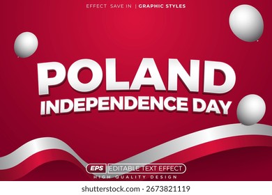 Plantilla de efecto de texto 3D editable del Día de la Independencia de Polonia