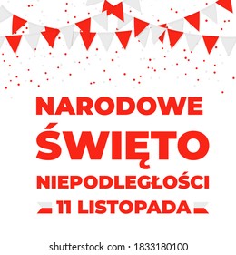 Poland Independence Day lettering in Polish language. Polish holiday celebrate on November 11. Easy to edit vector template for typography poster banner, flyer, shirt, greeting card, postcard, etc.