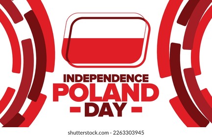 Poland Independence Day. National happy holiday, celebrated annual in November 11. Polish flag. Patriotic elements. Poster, card, banner and background. Vector illustration