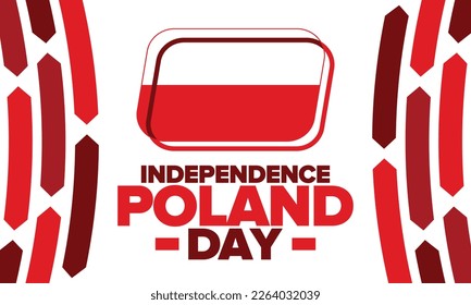 Poland Independence Day. National happy holiday, celebrated annual in November 11. Polish flag. Patriotic elements. Poster, card, banner and background. Vector illustration