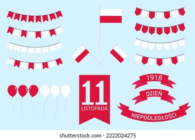 Poland independence day vector banner, greeting card.  Polish holiday 11th of November