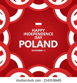 Poland independence day vector template with ribbon flags. European country public holiday greeting card.