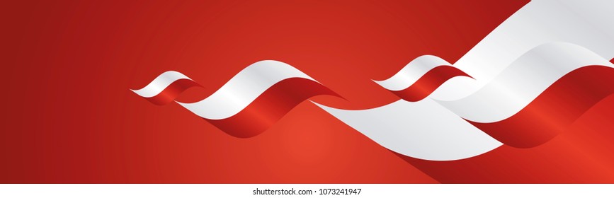 Poland Independence Day waving flags two fold landscape background