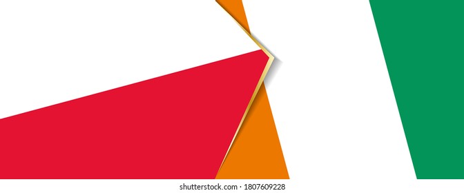 Poland and Ivory Coast flags, two vector flags symbol of relationship or confrontation.
