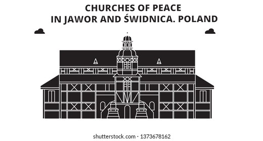 Poland , Jawor And Swidnica, Churches Of Peace ,  travel skyline vector illustration. 