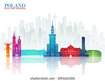 Poland Landmark Global Travel And Journey paper background. Vector Design Template.used for your advertisement, book, banner, template, travel business or presentation.
