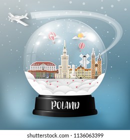 Poland Landmark Global Travel And Journey paper background. Vector Design Template.used for your advertisement, book, banner, template, travel business or presentation.