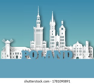 Poland Landmark Global Travel And Journey paper background. Vector Design Template.used for your advertisement, book, banner, template, travel business or presentation.