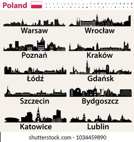 Siluetas de la ciudad más grande de Polonia